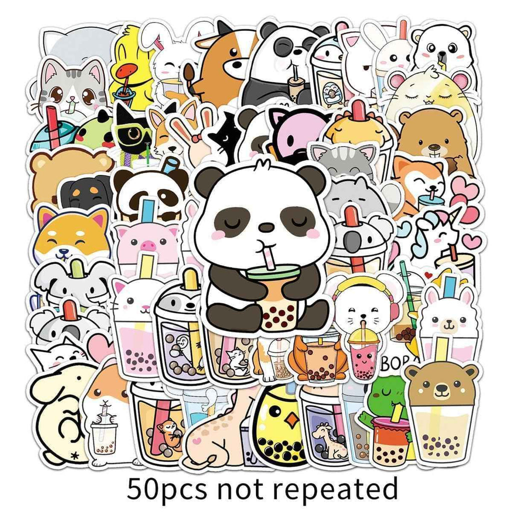 Waterproof Boba Sticker Pack – 50 Unique Bubble Tea Designs