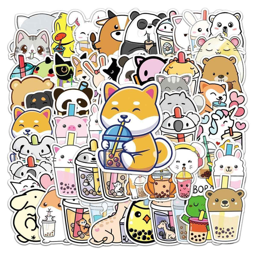 Waterproof Boba Sticker Pack – 50 Unique Bubble Tea Designs