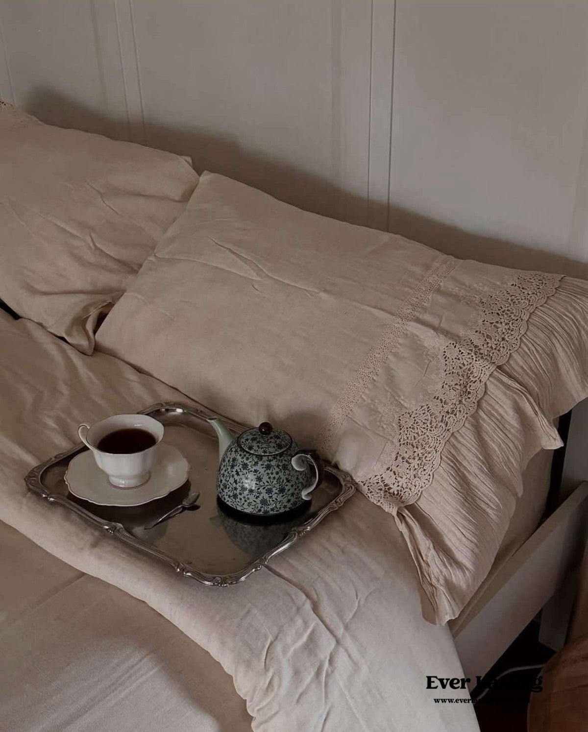 Amelie Lace Embroidered Linen Cotton Bedding Set
