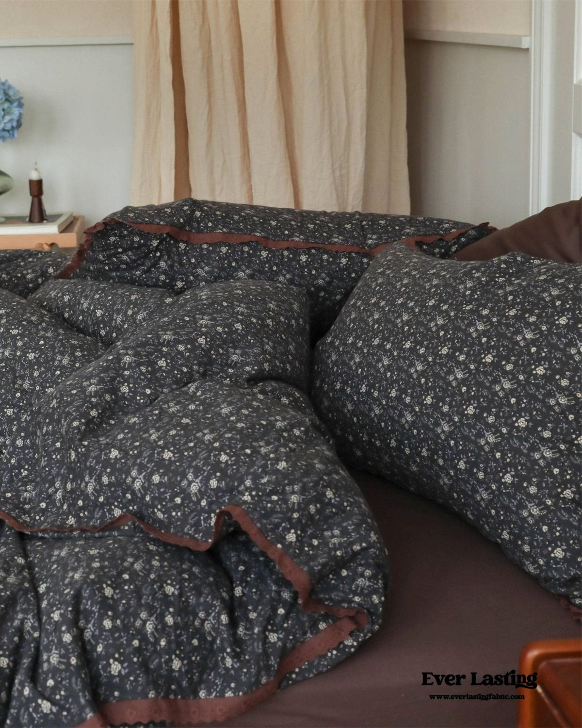 Anaya Rose French Vintage Bedding Set / Black + Brown