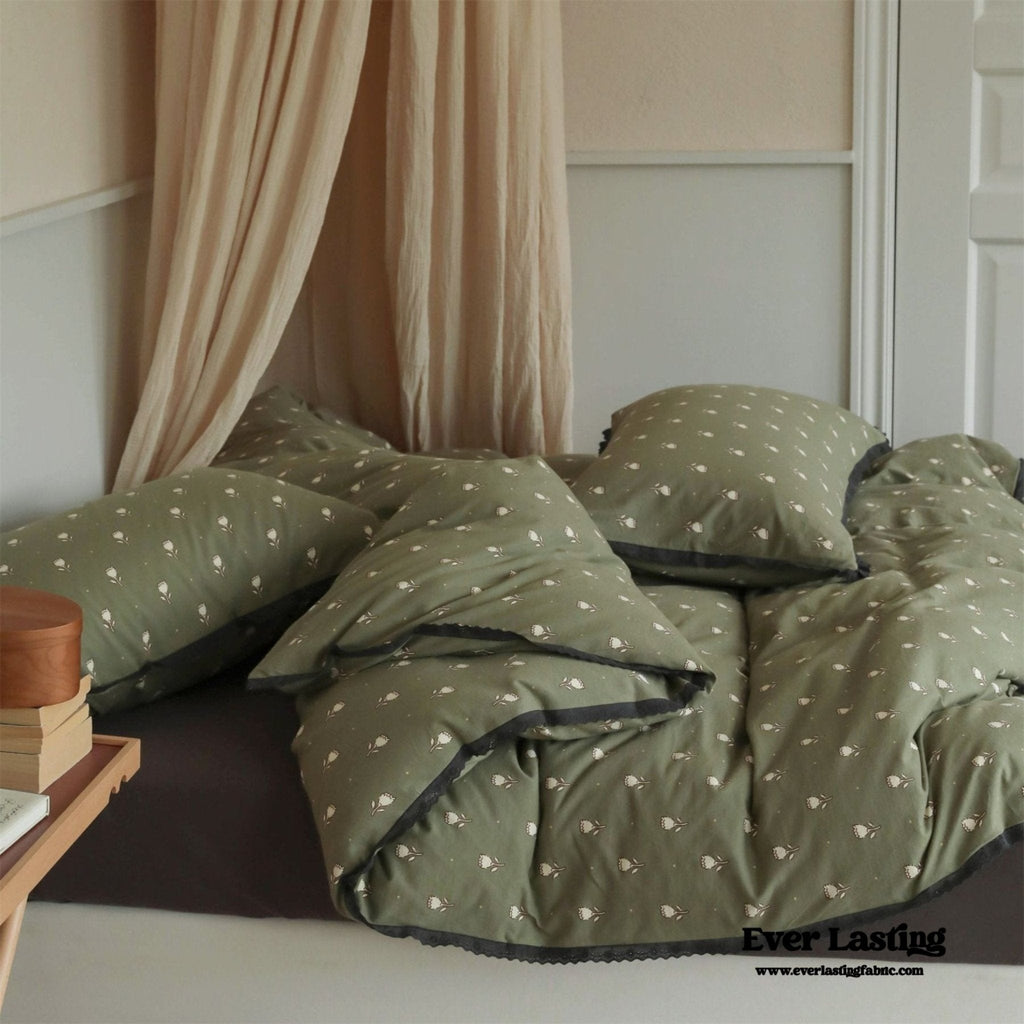 Anaya Rose French Vintage Bedding Set / Green + Brown