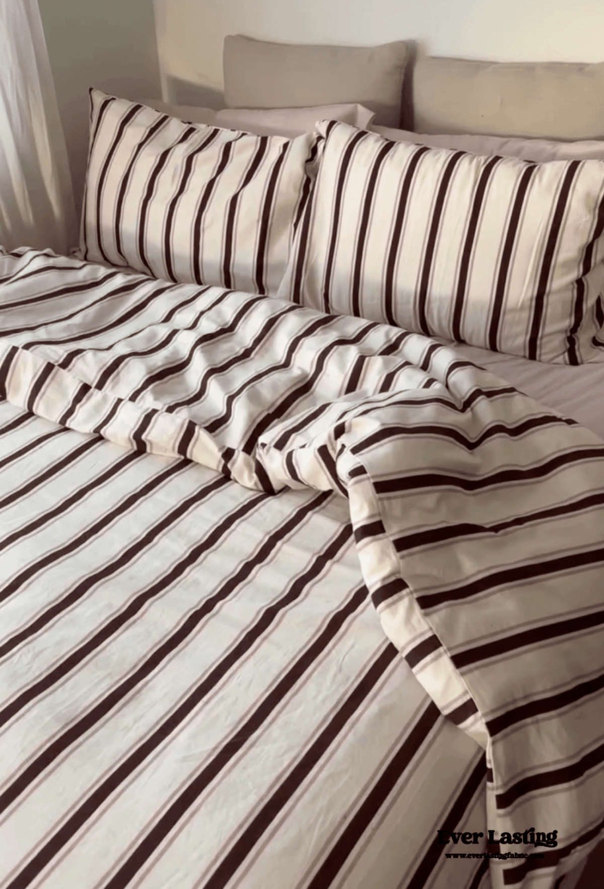 Assorted Washed Cotton Striped Duvet Cover / Forest Green