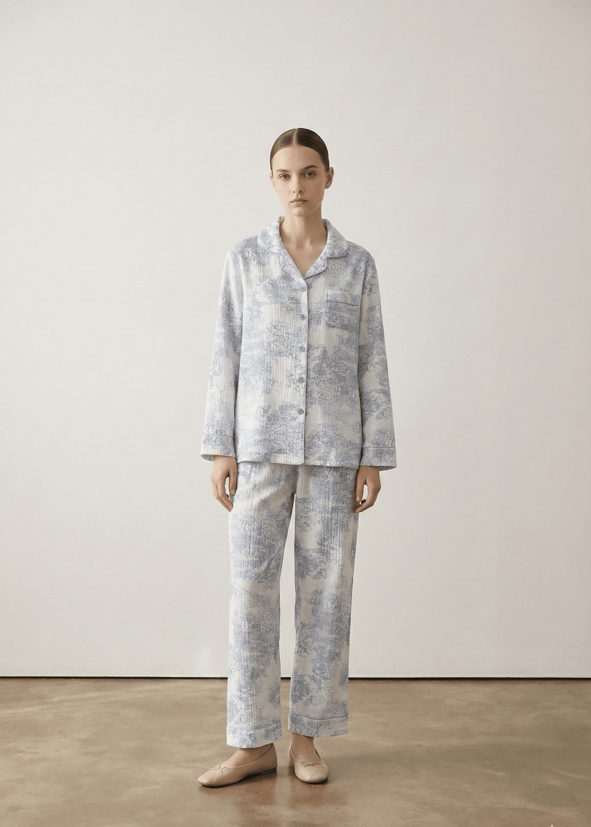 Blush Mist Cotton Pajama Set / Blue