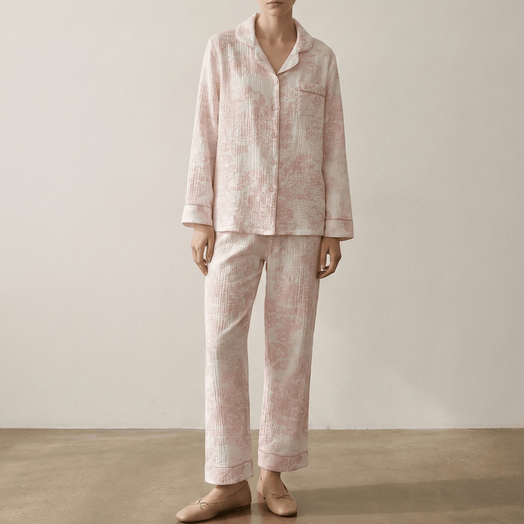 Blush Mist Cotton Pajama Set / Pink
