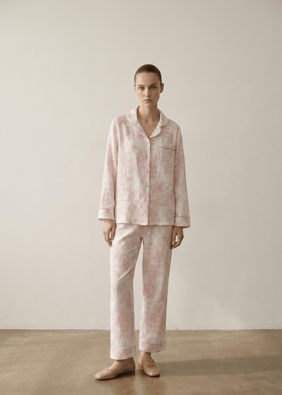 Blush Mist Cotton Pajama Set / Blue
