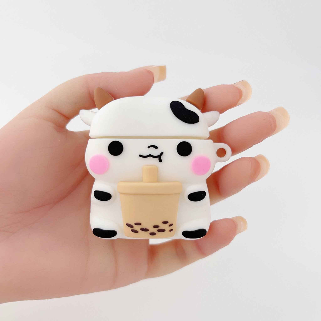 Cute Milk Cow Boba Case – Silicone AirPods Cover for 1, 2, 3, or Pro