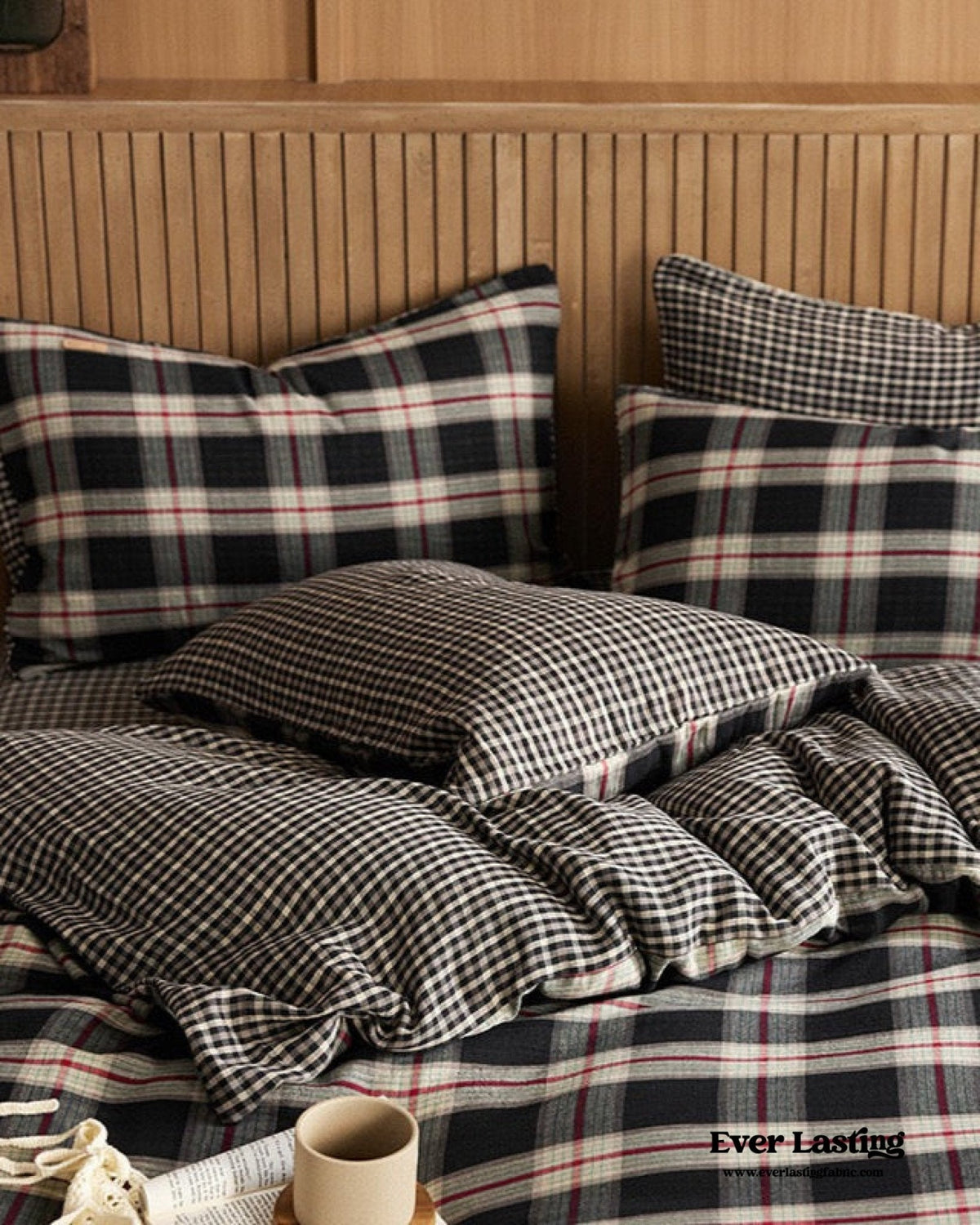 British Vintage Plaid Bedding Set / Black