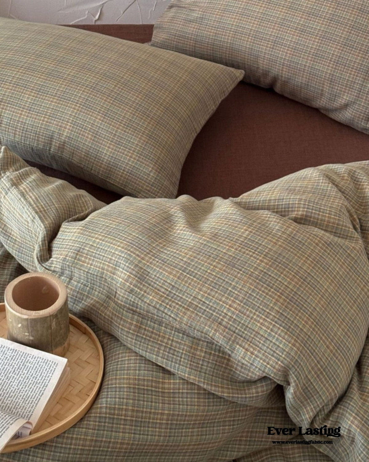 British Vintage Plaid Bedding Set / Brown