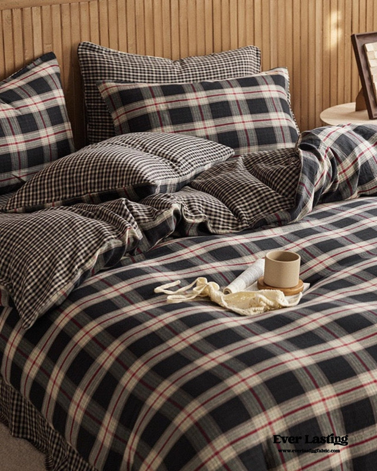 British Vintage Plaid Bedding Set / Brown