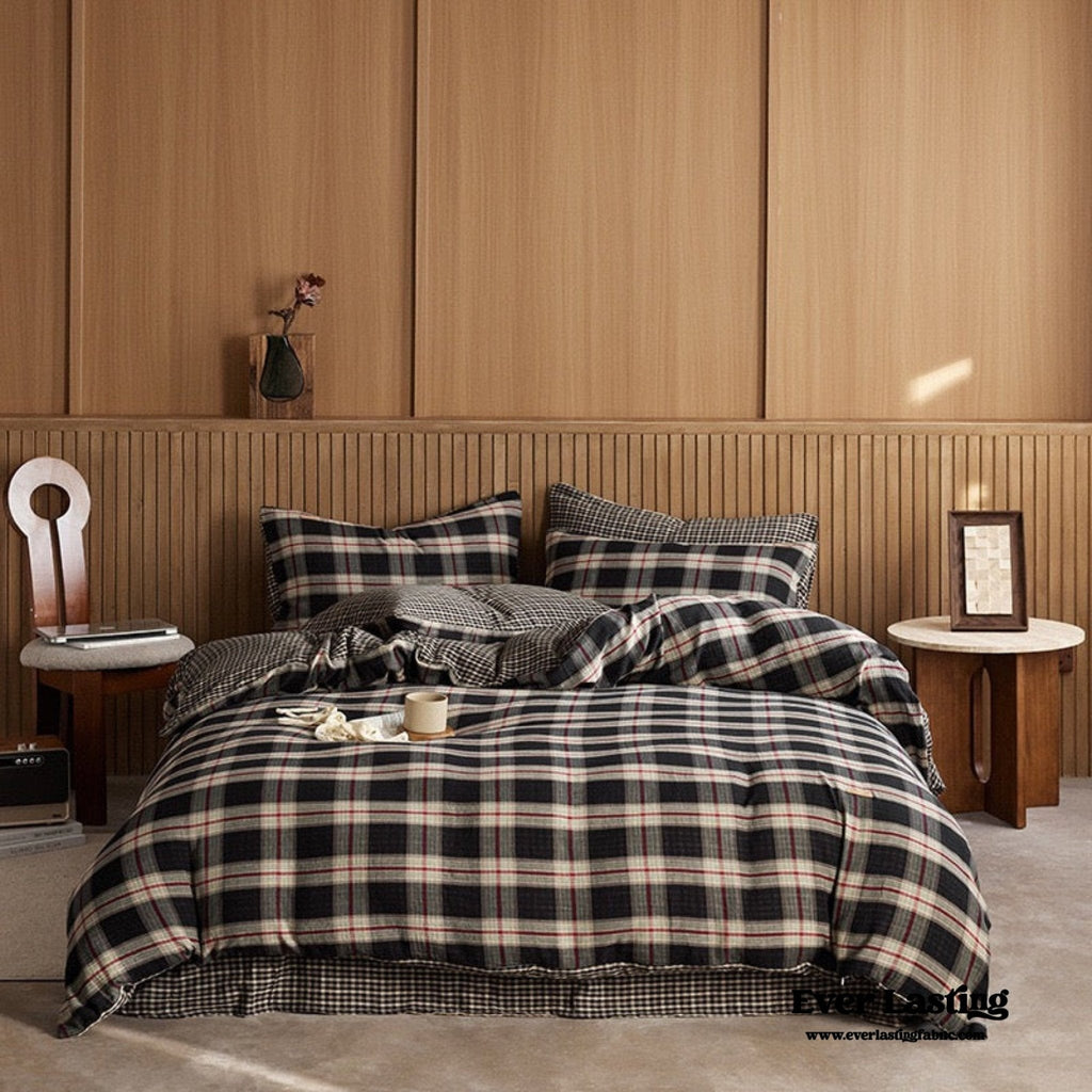 British Vintage Plaid Bedding Set / Brown