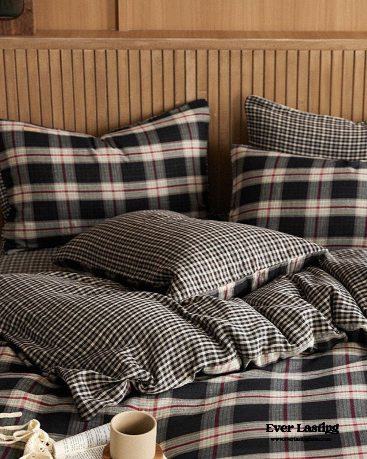 British Vintage Plaid Bedding Set / Red