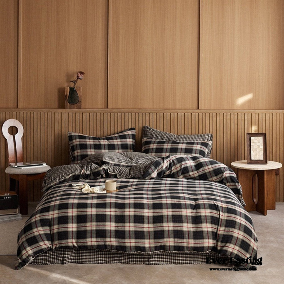 British Vintage Plaid Bedding Set / Red