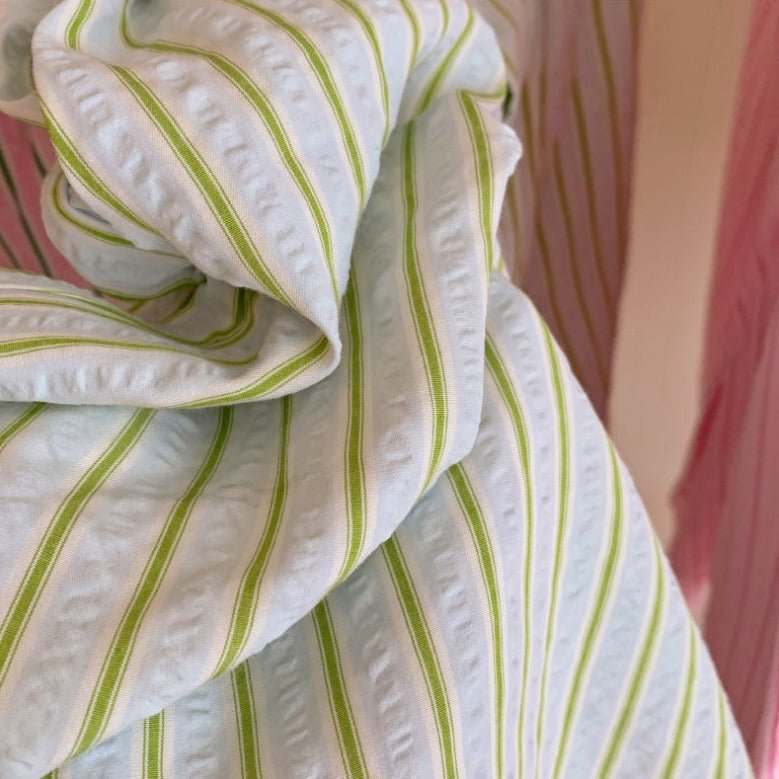 Candy Stripe Shorts Lounge Bottoms / Green