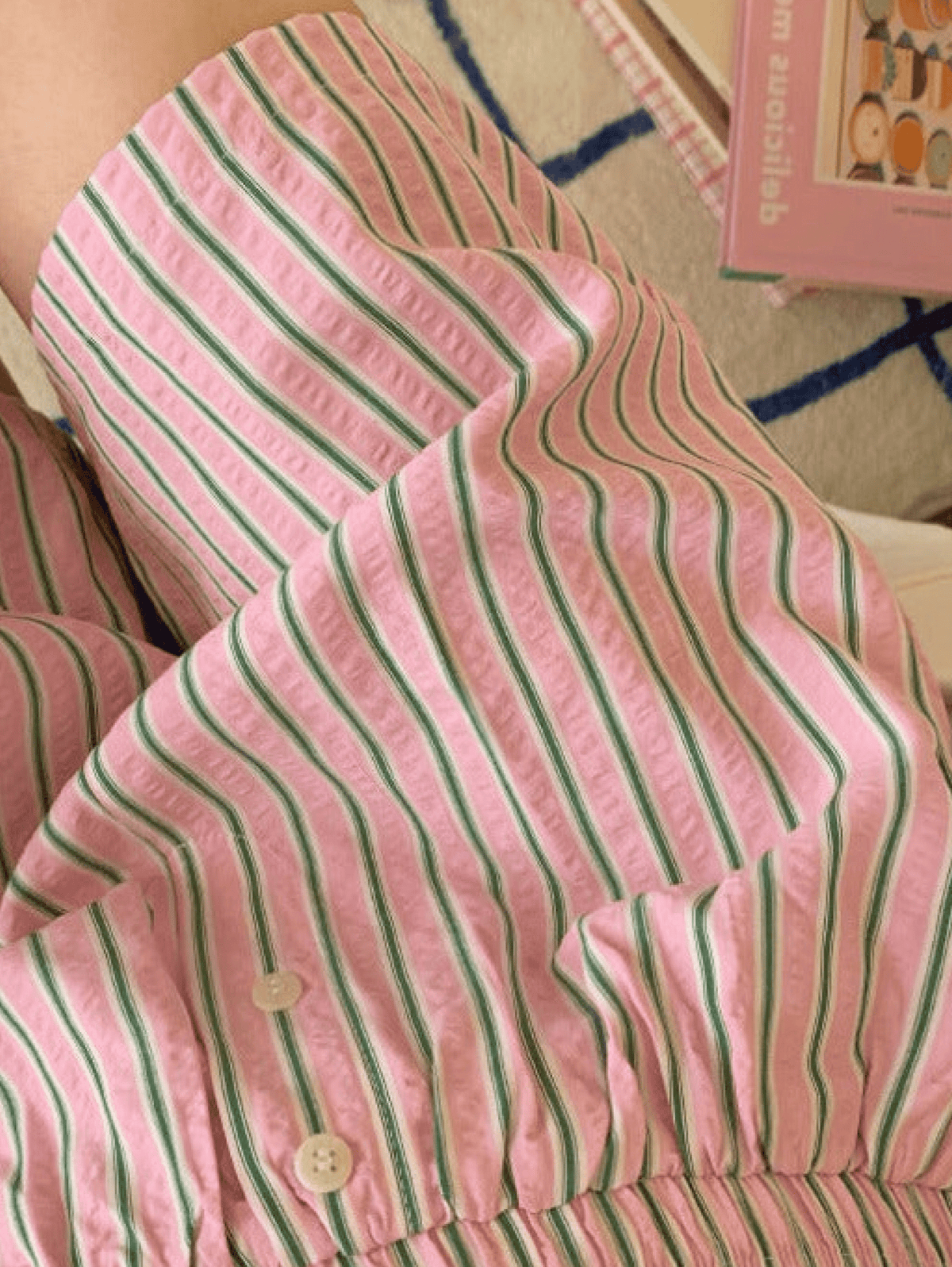 Candy Stripe Shorts Lounge Bottoms / Green