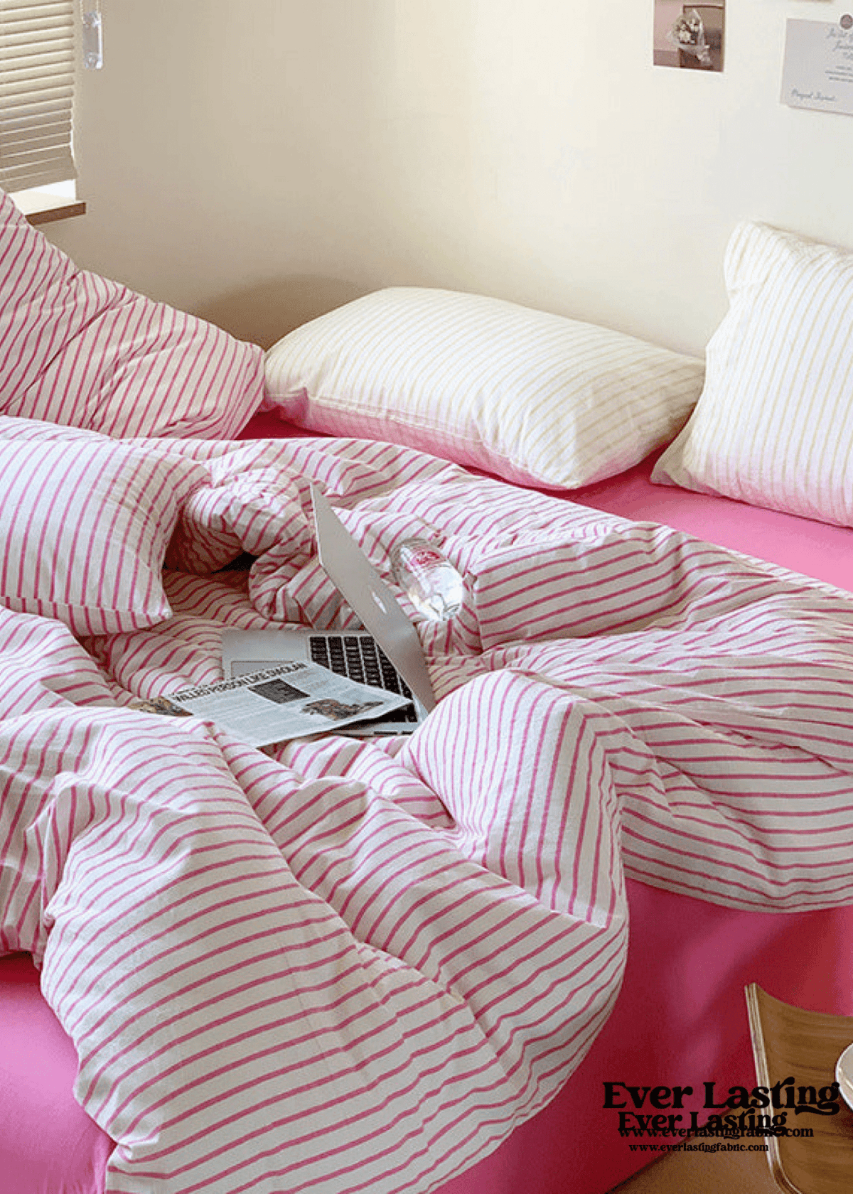 Candy Stripe Washed Cotton Bedding Set / Purple
