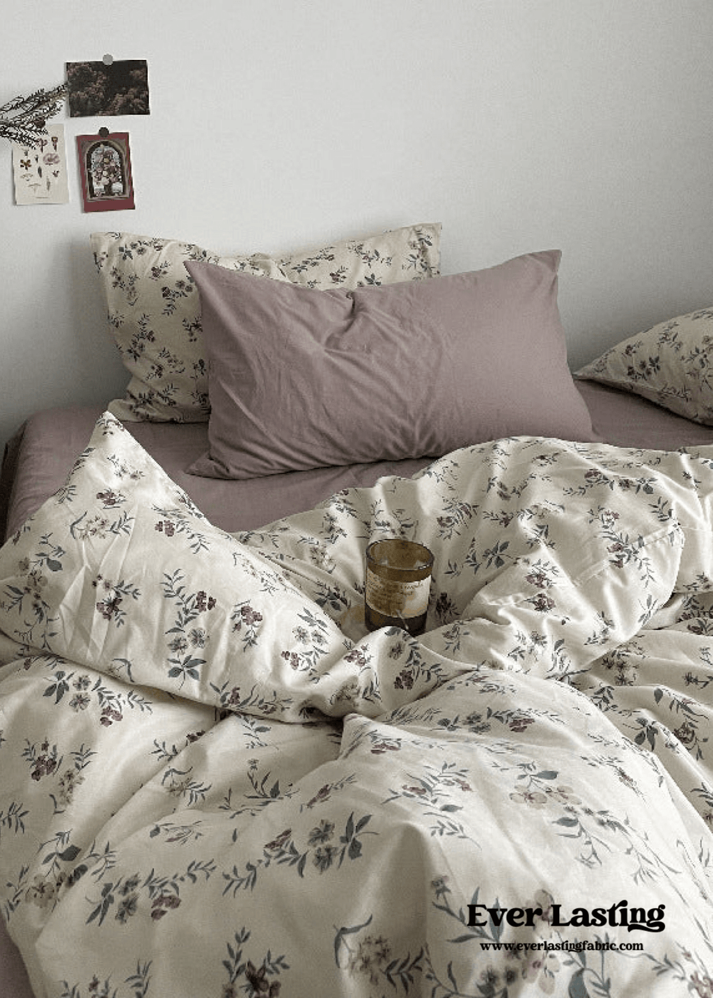 Cottage Floral Bedding Set / Lilac Purple