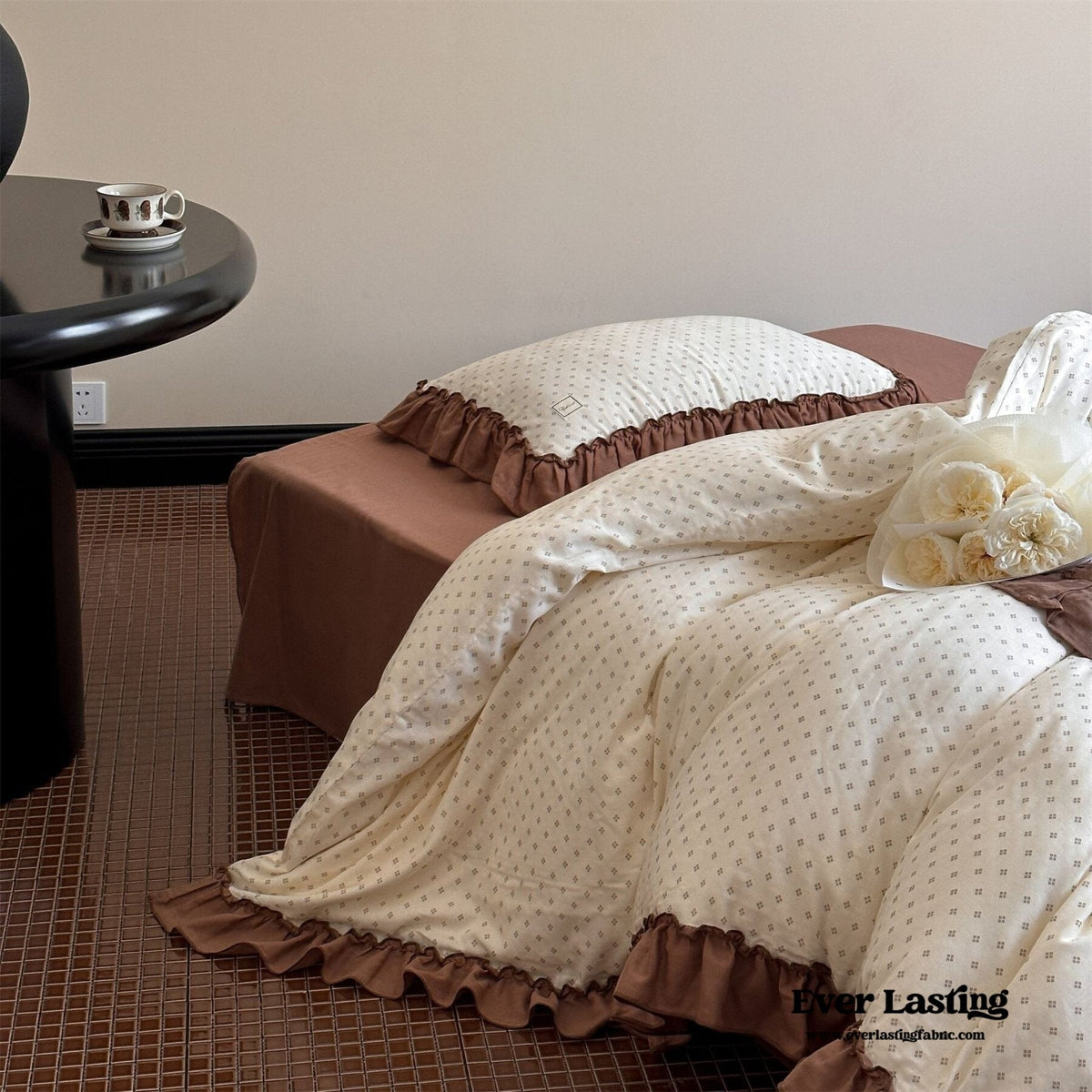 Cottage Inspired Ruffle Bedding Set / Soft Blue