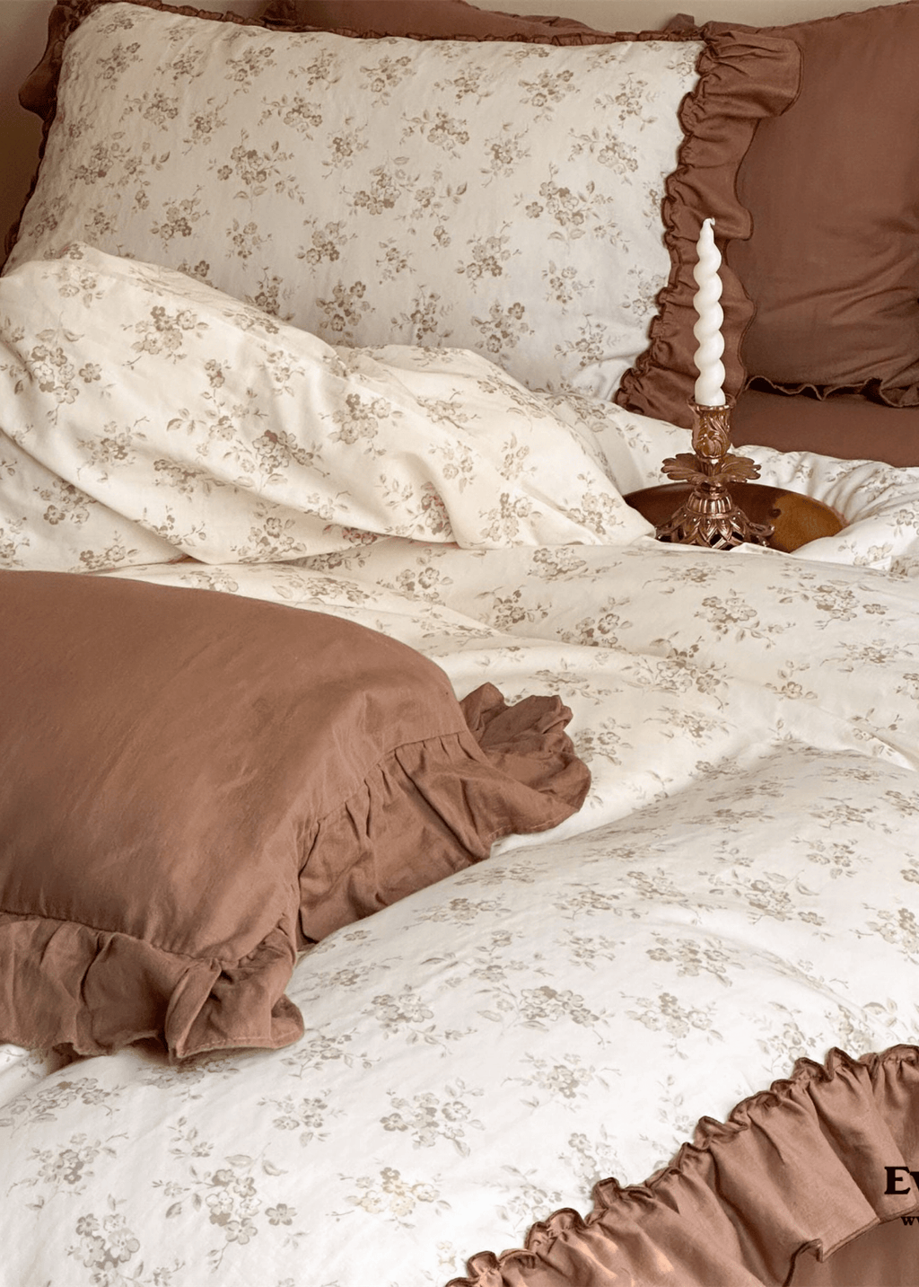 Cottage Inspired Ruffle Bedding Set / Soft Blue
