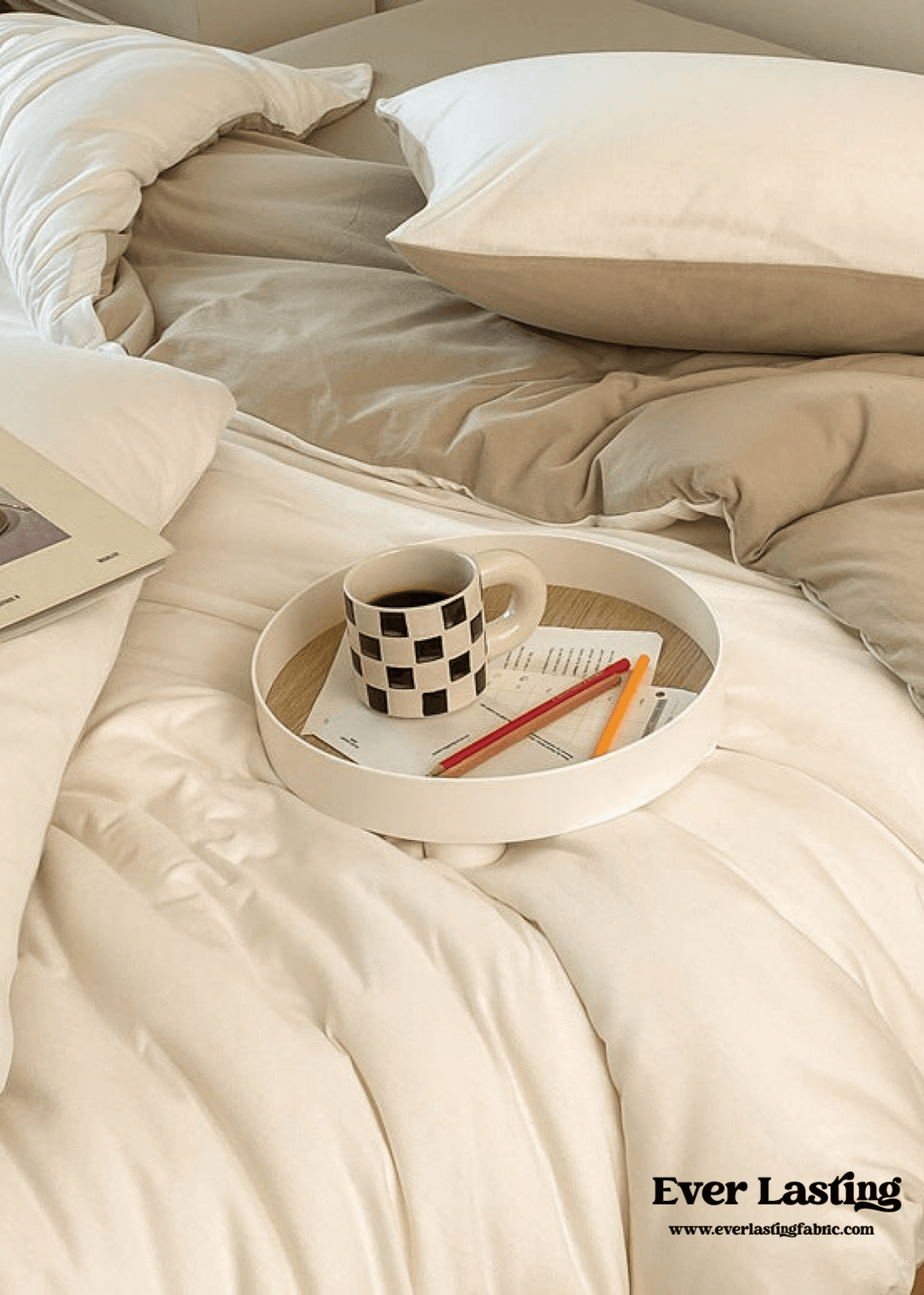 Duo Earth Tone Jersey Knit Bedding Set / Pink Beige