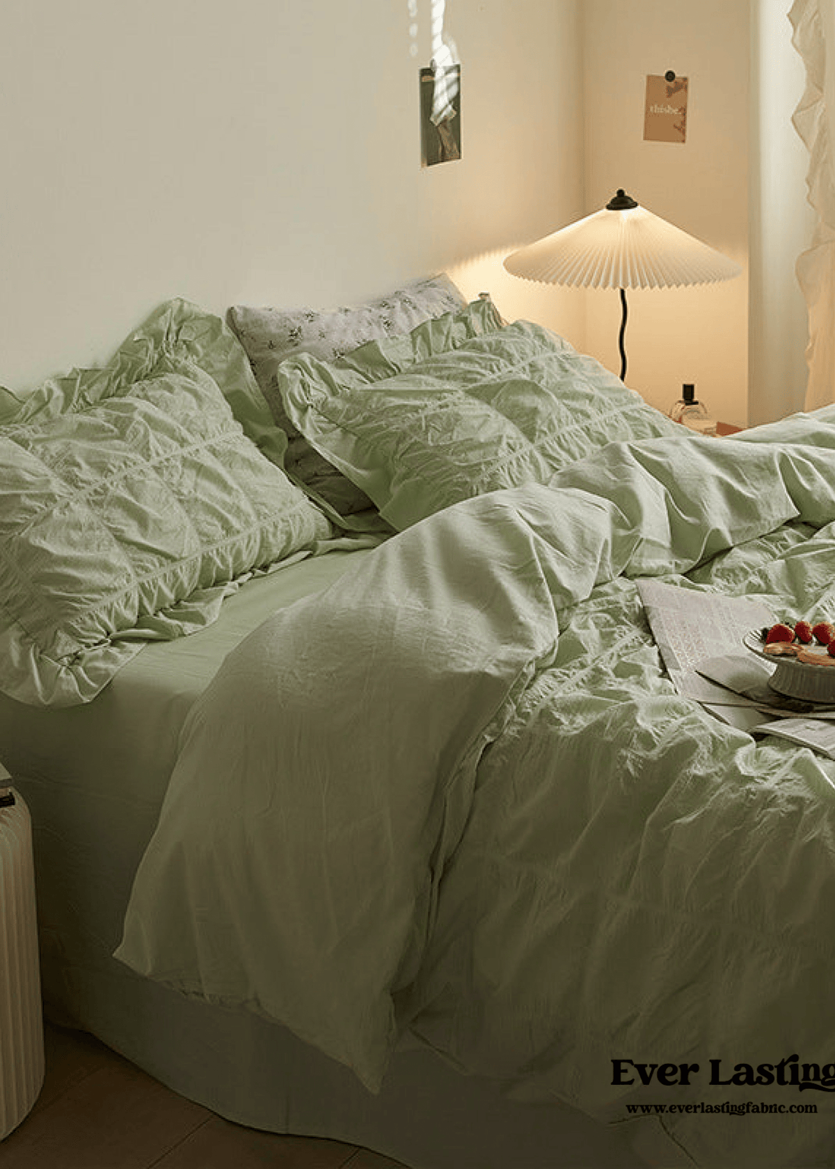 Earth Tone Marshmallow Puff Ruffle Bedding Set / Rust Pink