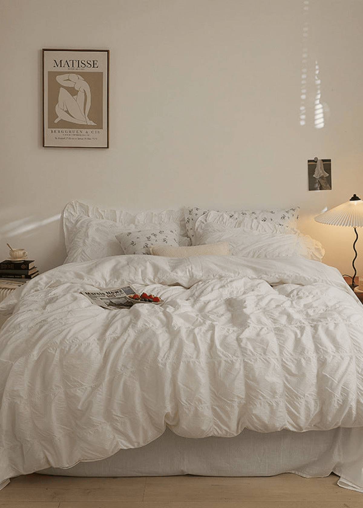 Earth Tone Marshmallow Puff Ruffle Bedding Set / Rust Pink