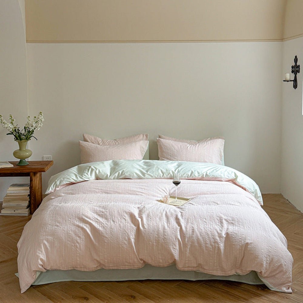 Emma Duo Striped Jacquard Bedding Set / Green