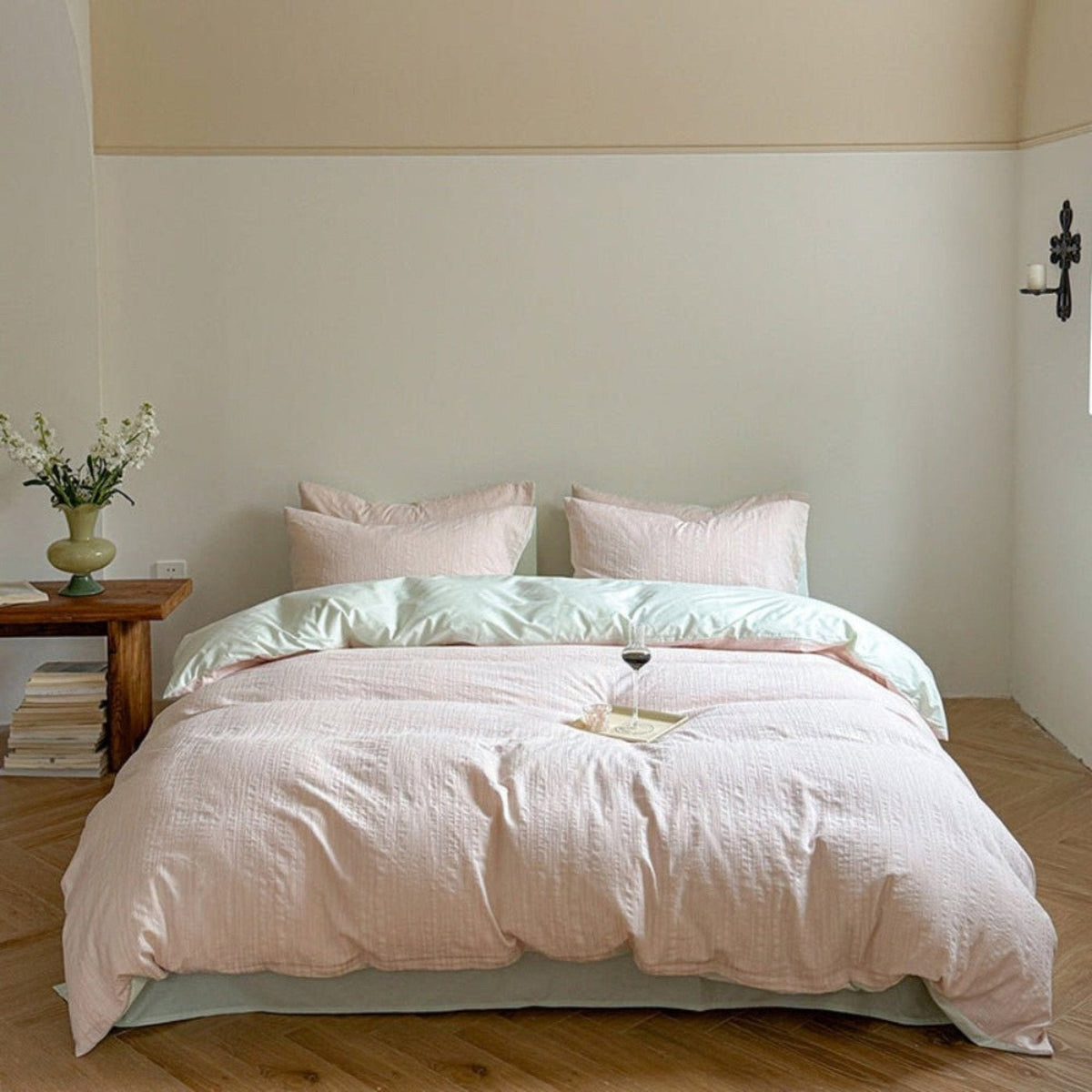Emma Duo Striped Jacquard Bedding Set / Pink