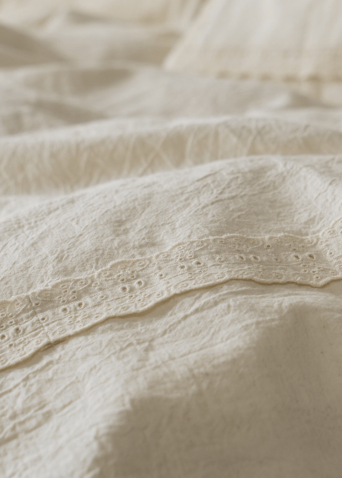 Esme French Linen Cotton Embroidered Floral Bedding Set / White