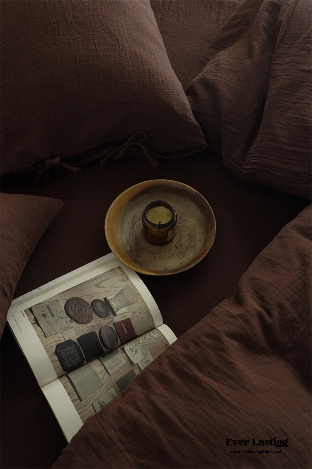 Evelyn Retro Double Gauze Bedding Set / Caramel Brown