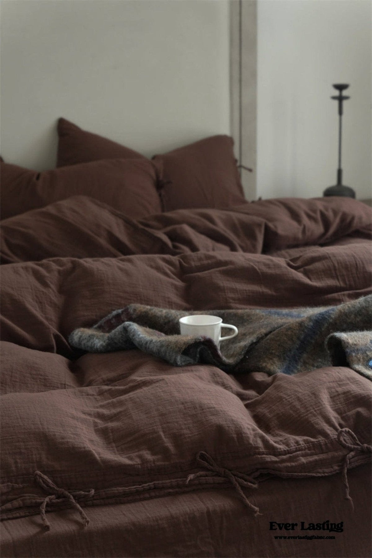 Evelyn Retro Double Gauze Bedding Set / Coffee Brown