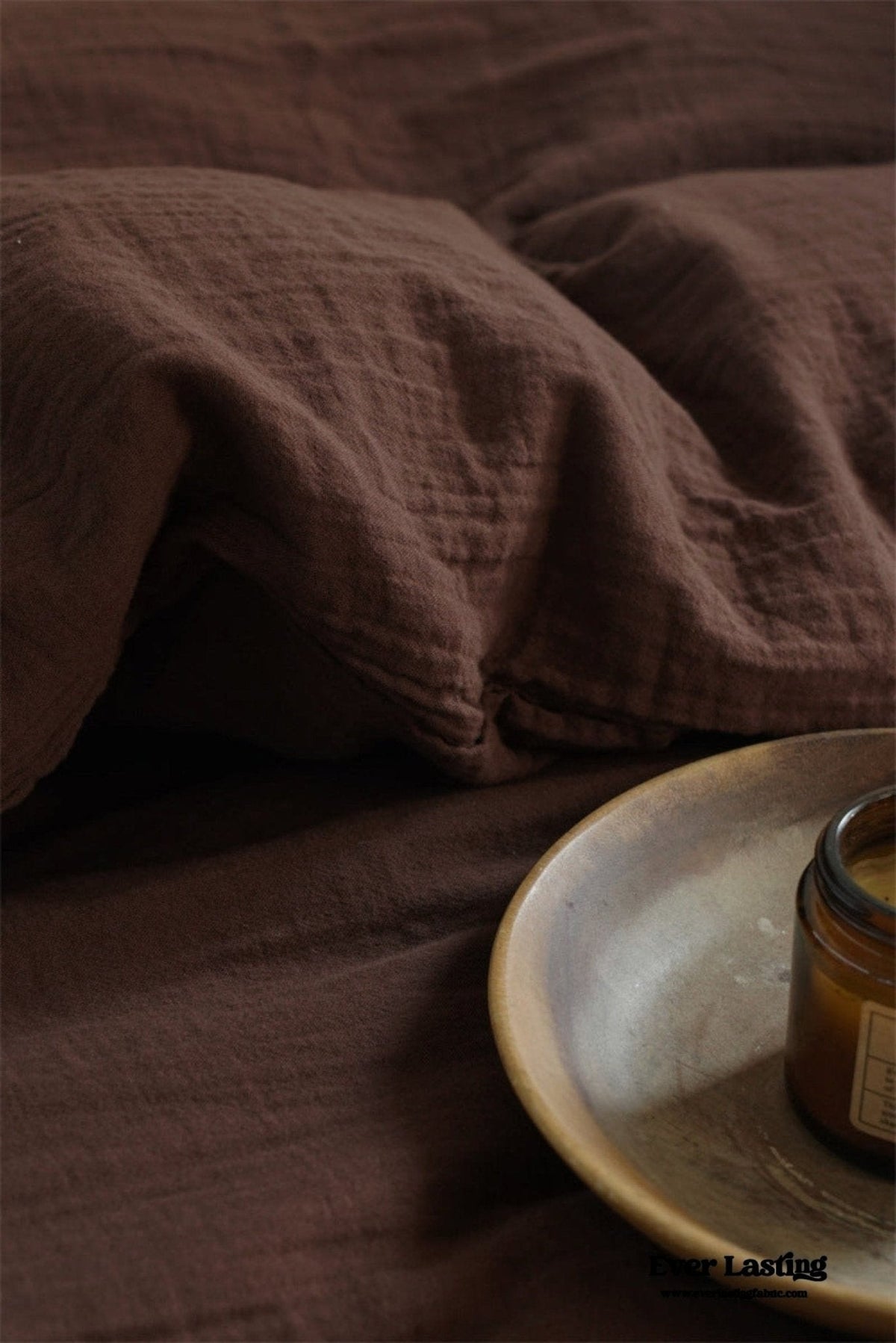 Evelyn Retro Double Gauze Bedding Set / Coffee Brown