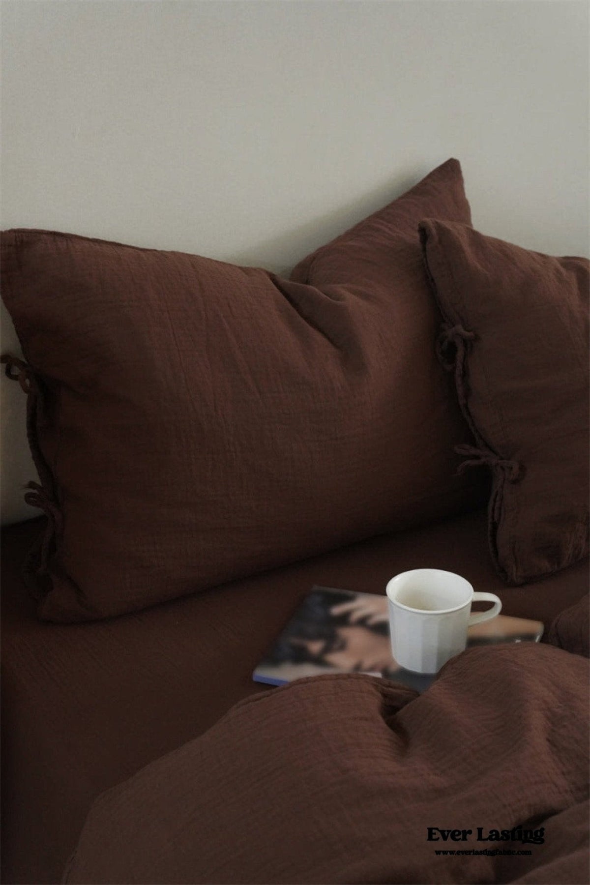 Evelyn Retro Double Gauze Bedding Set / Coffee Brown