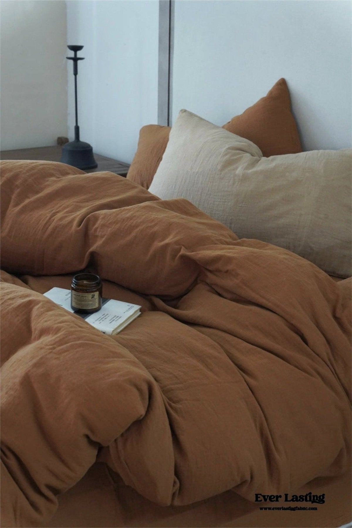 Evelyn Retro Double Gauze Bedding Set / Coffee Brown