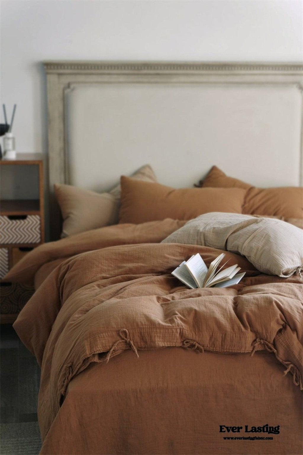 Evelyn Retro Double Gauze Bedding Set / Coffee Brown