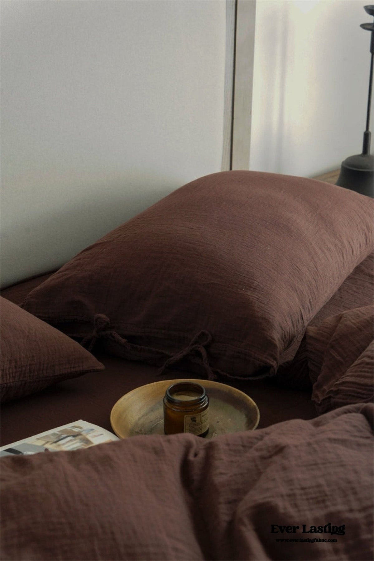 Evelyn Retro Double Gauze Bedding Set / Coffee Brown