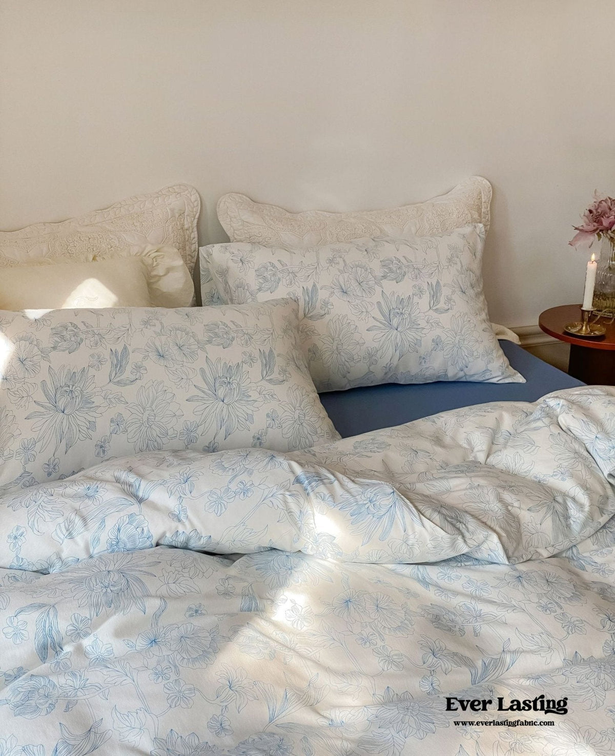 Fleur Elegant Floral Knit Cotton Bedding Set / Beige