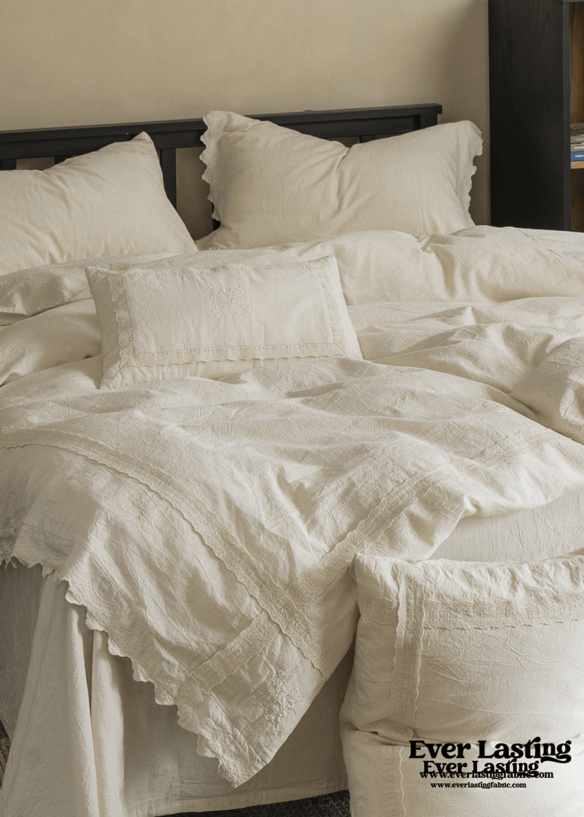 French Linen Cotton Embroidered Floral Pillowcases