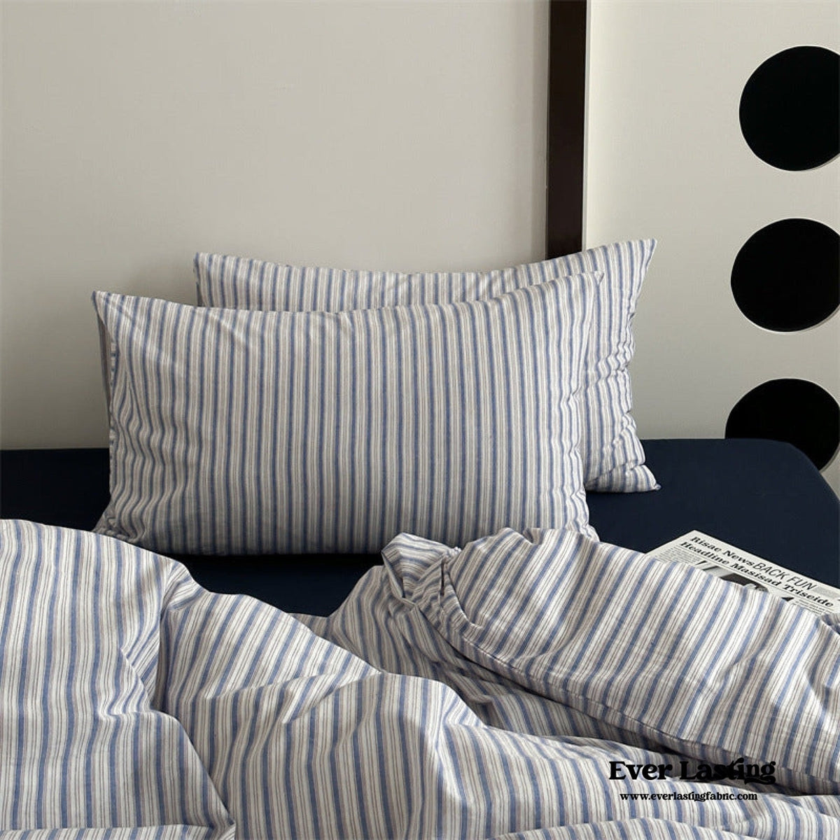 French Stripes Minimal Bedding Set / Green Yellow