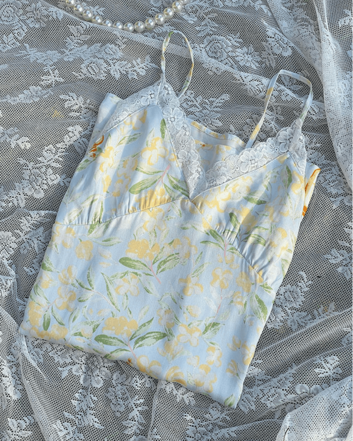 Fresh Floral Nightgown Pajama Dress / White