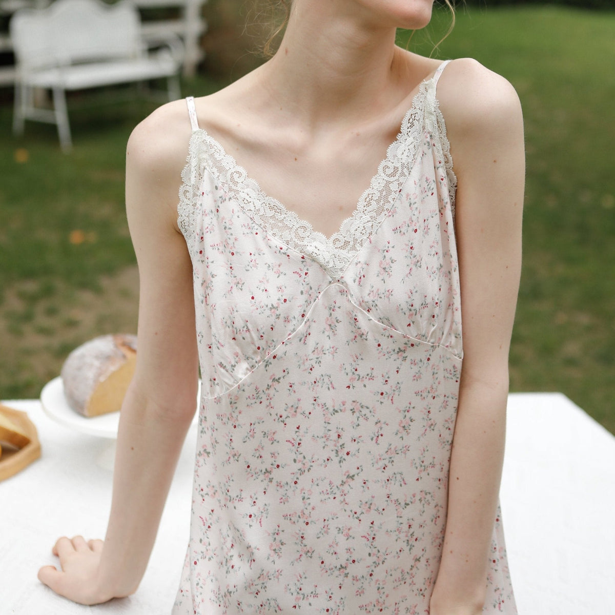 Fresh Floral Nightgown Pajama Dress / Yellow Floral