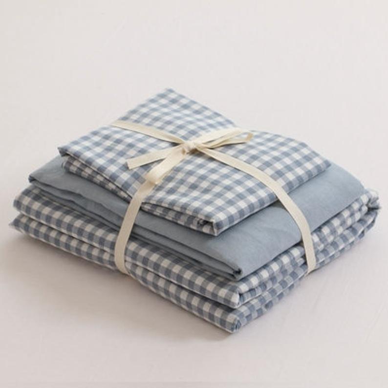 Gingham Bedding Set / Blue