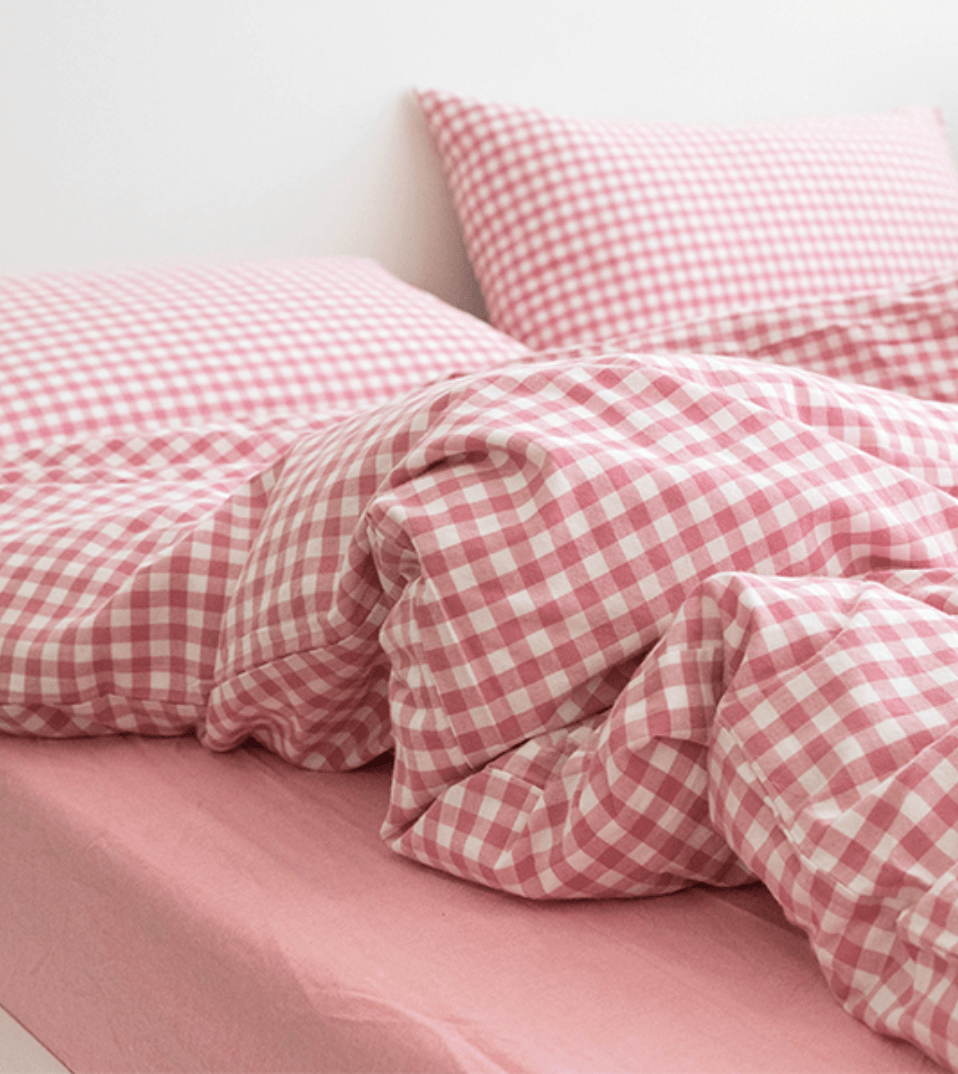 Gingham Bedding Set / Brown