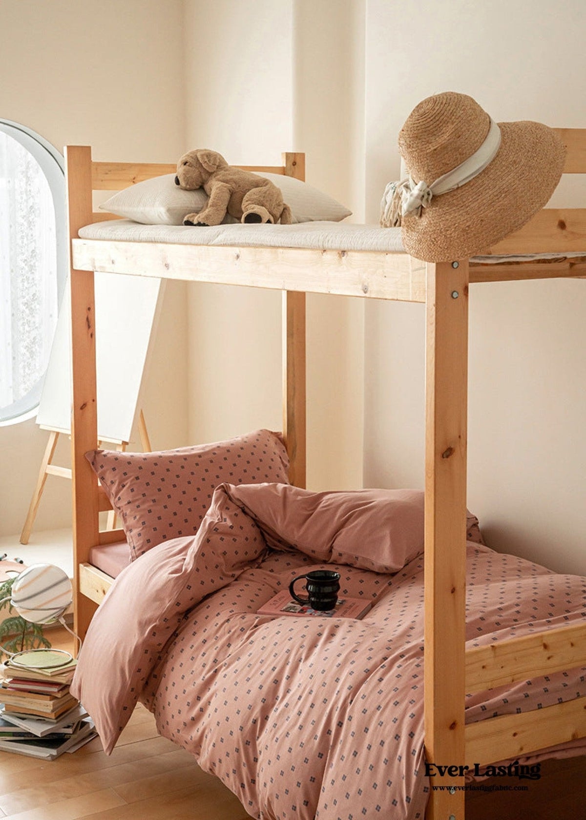 Jersey Knit Boho Twin Dorm Bedding Set / Beige Nude