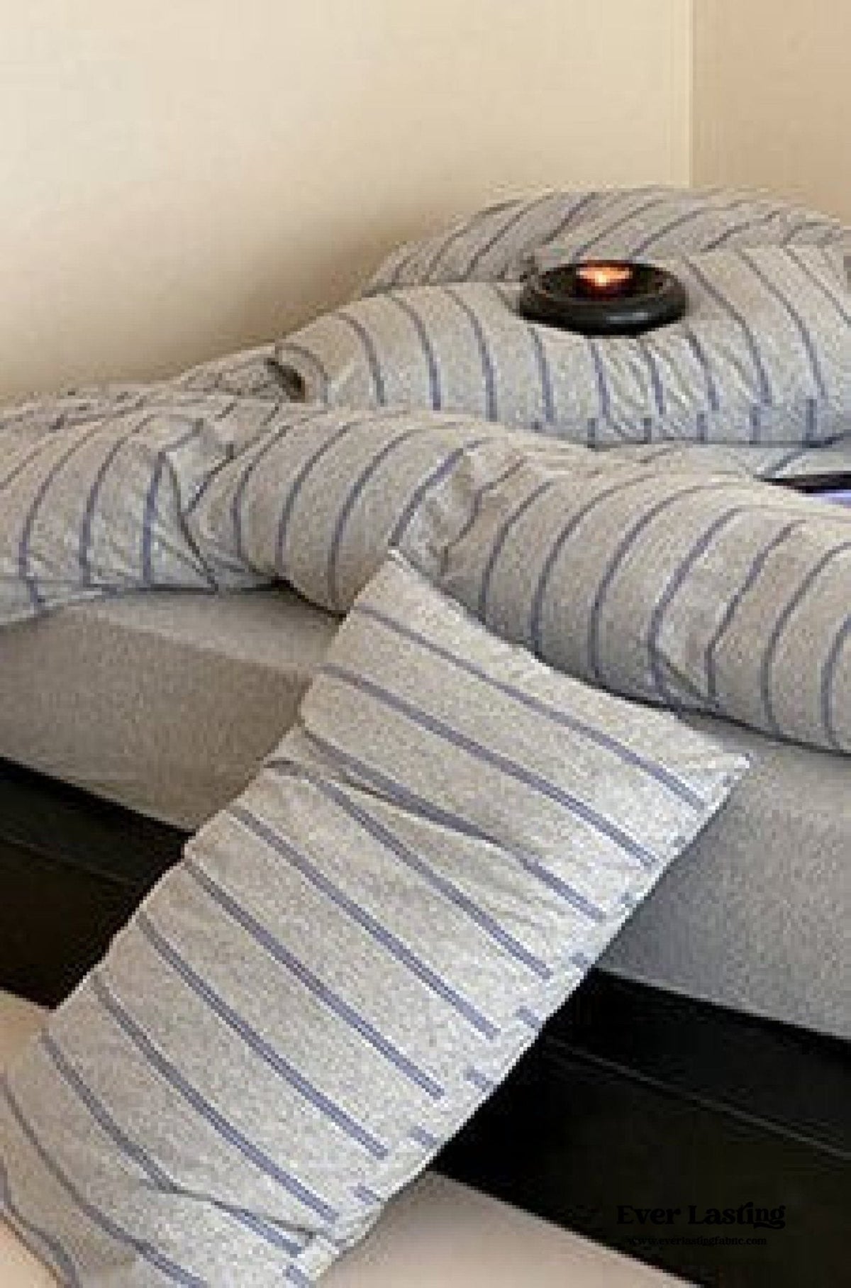 Jersey Knit Stripe Bedding Set / White Pink