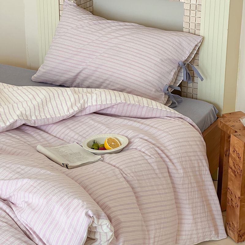Josie Bow Tied Stripe Pillowcases / Pink
