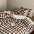 June Lace Double Gauze Gingham Bedding Set / Green