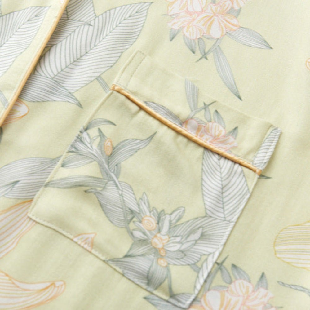 Lillian Lapel Collar & Button Front Floral Pajama Set / Long-Sleeve & Long-Pant