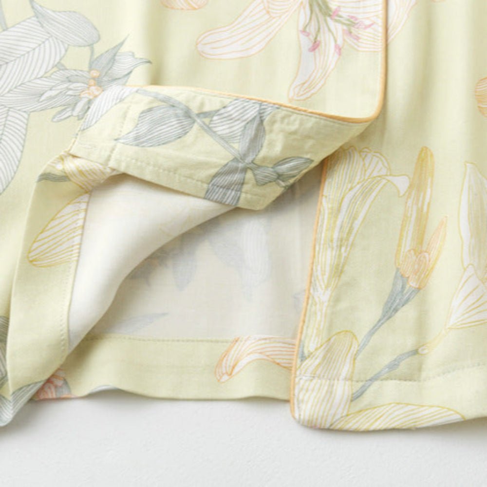 Lillian Lapel Collar & Button Front Floral Pajama Set / Long-Sleeve & Long-Pant