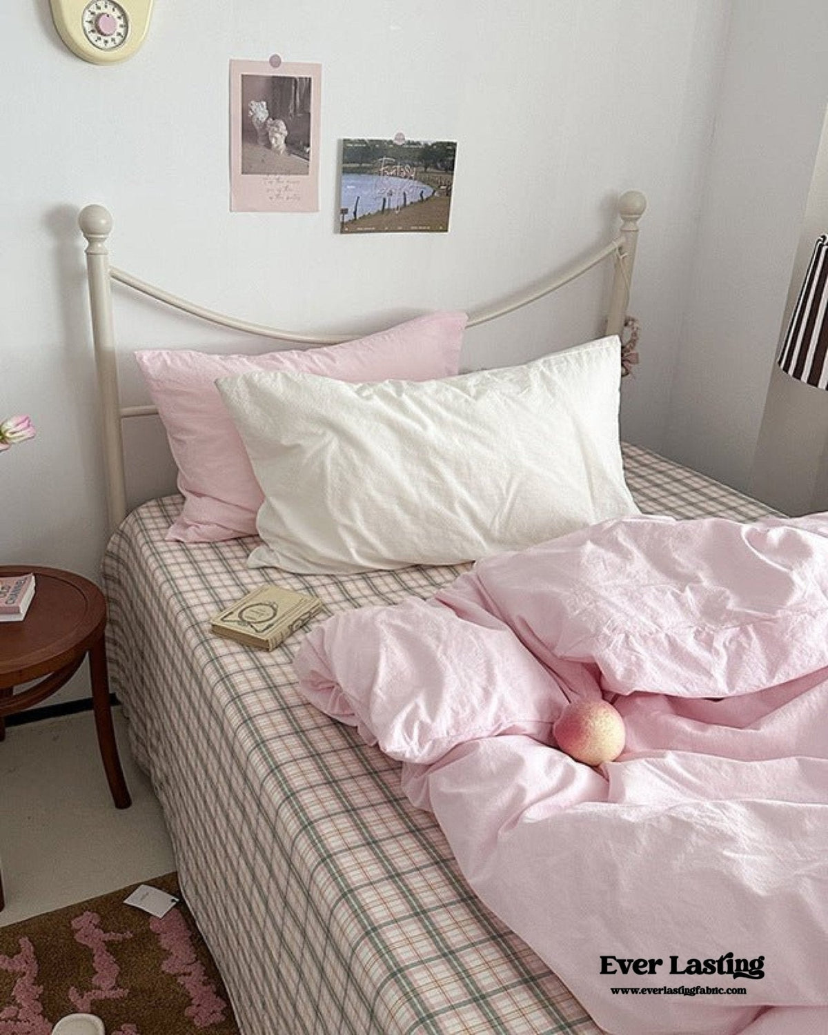 Maisie Soft Pink Plaid Bedding Set