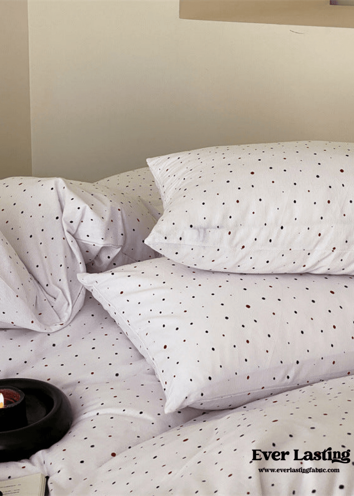 Mini Polka Dot Jersey Knit Bedding Set / White